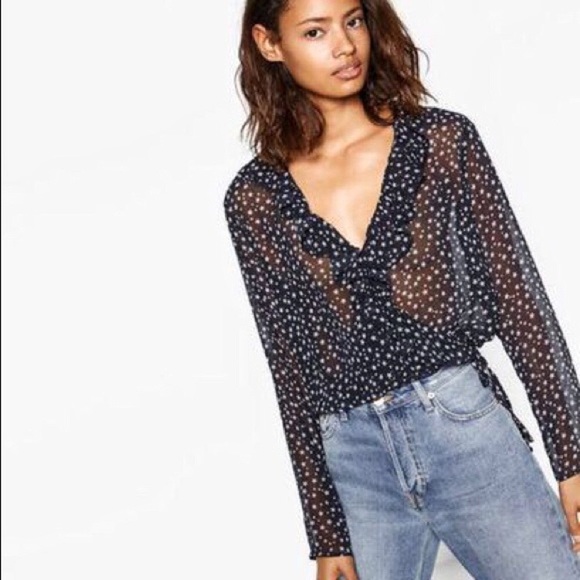 Zara Tops - Zara Draped Star Print Bodysuit
